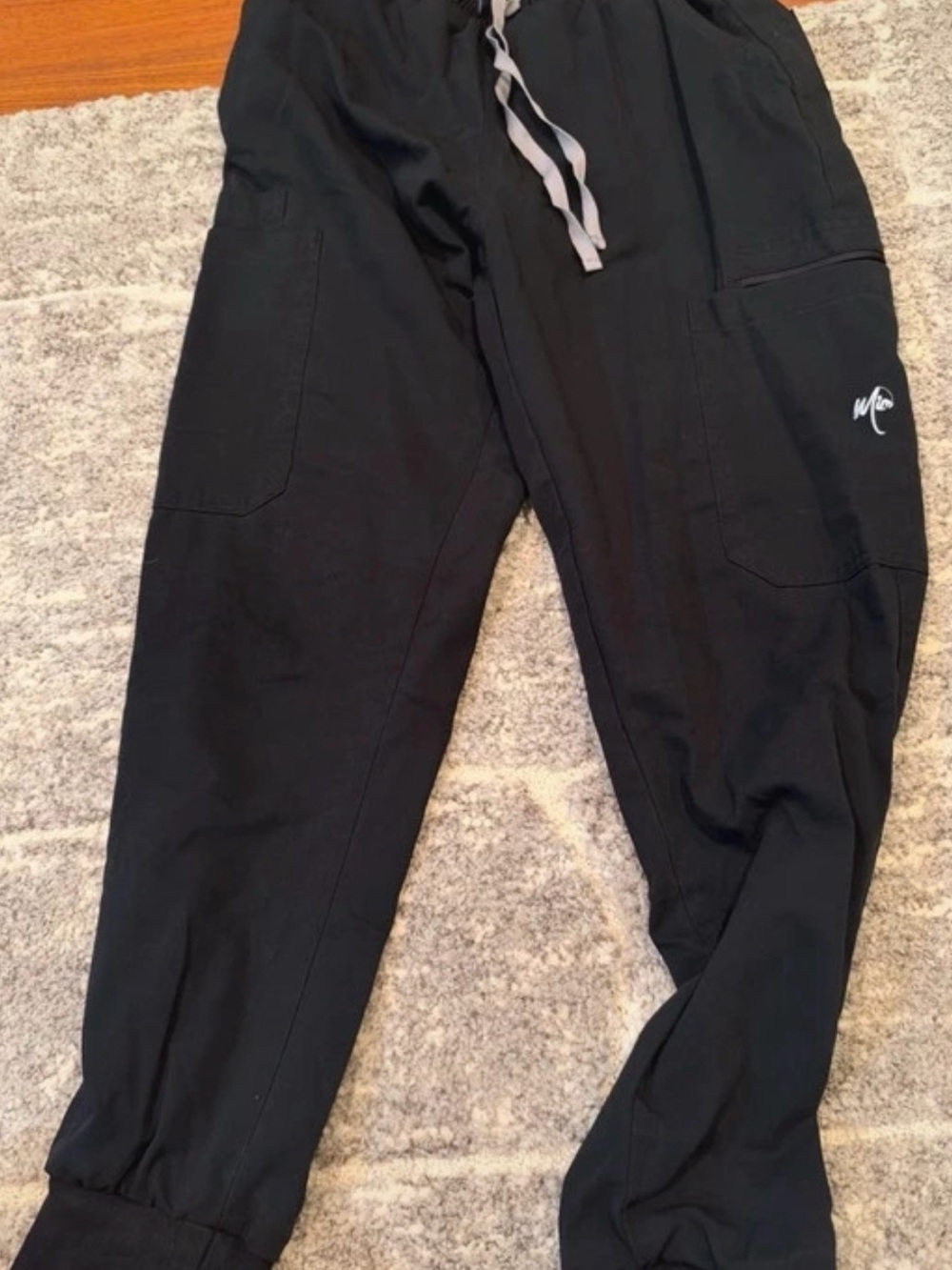 Kids Black Jogger Bottoms with Drawstring